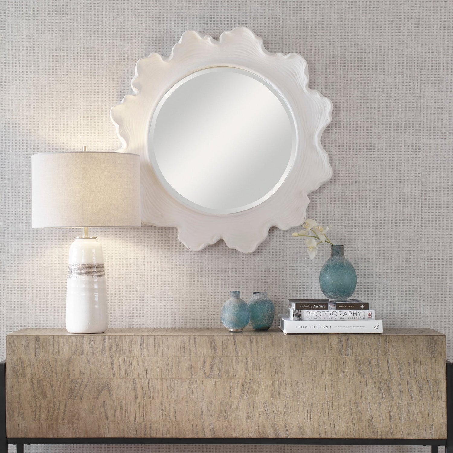 Uttermost Sea Coral White Round Mirror - Home Elegance USA