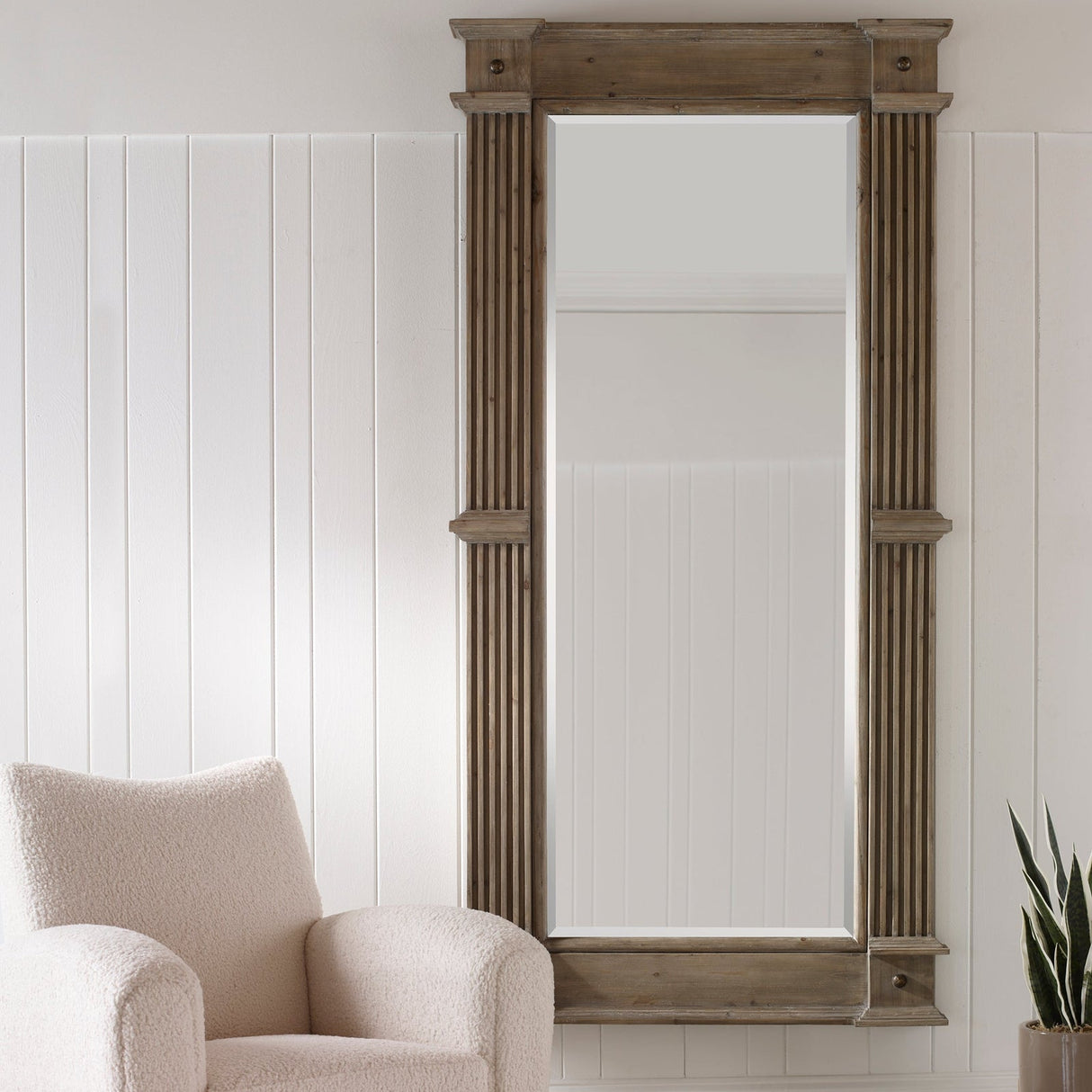 Uttermost Mcallister Natural Wood Oversized Mirror - Home Elegance USA