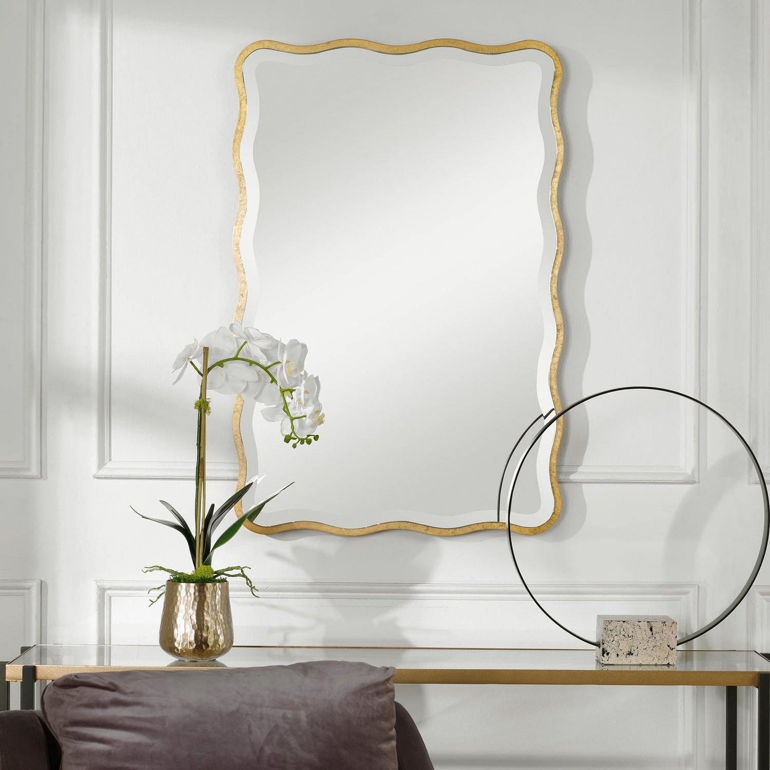 Aneta Gold Scalloped Mirror | Uttermost | Home Elegance USA