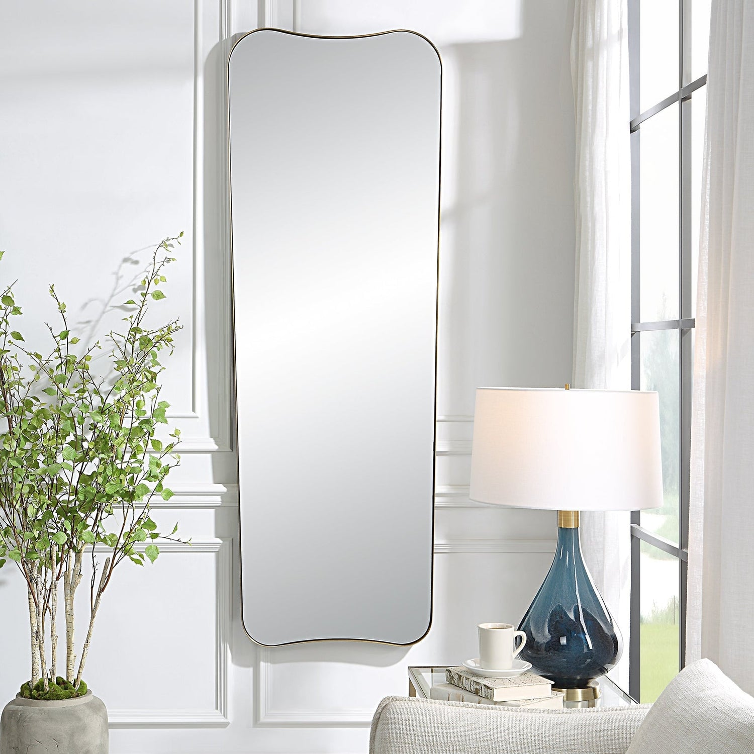 Belvoir Large Antique Brass Mirror | Uttermost | Home Elegance USA