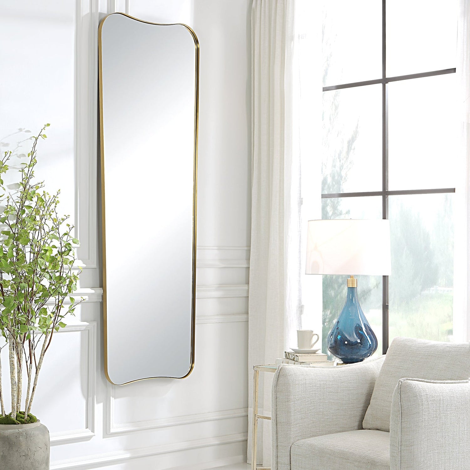 Belvoir Large Antique Brass Mirror | Uttermost | Home Elegance USA