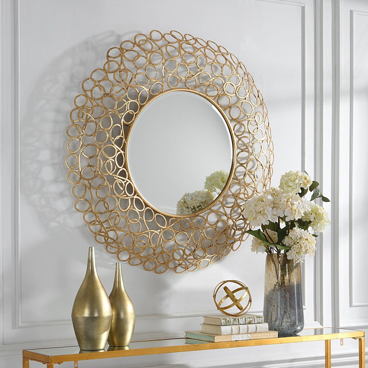 Uttermost Swirl Round Gold Mirror - Home Elegance USA
