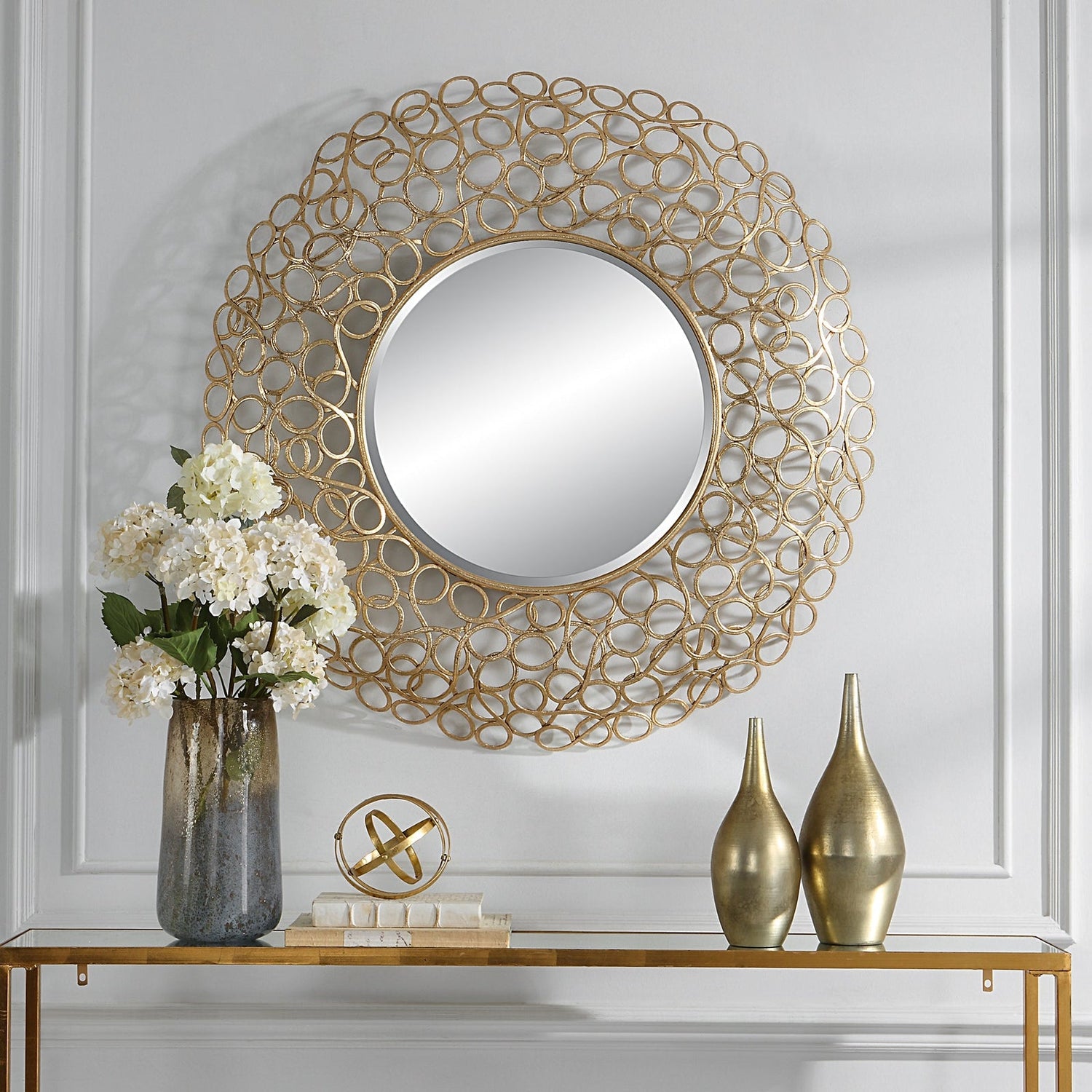 Uttermost Swirl Round Gold Mirror - Home Elegance USA