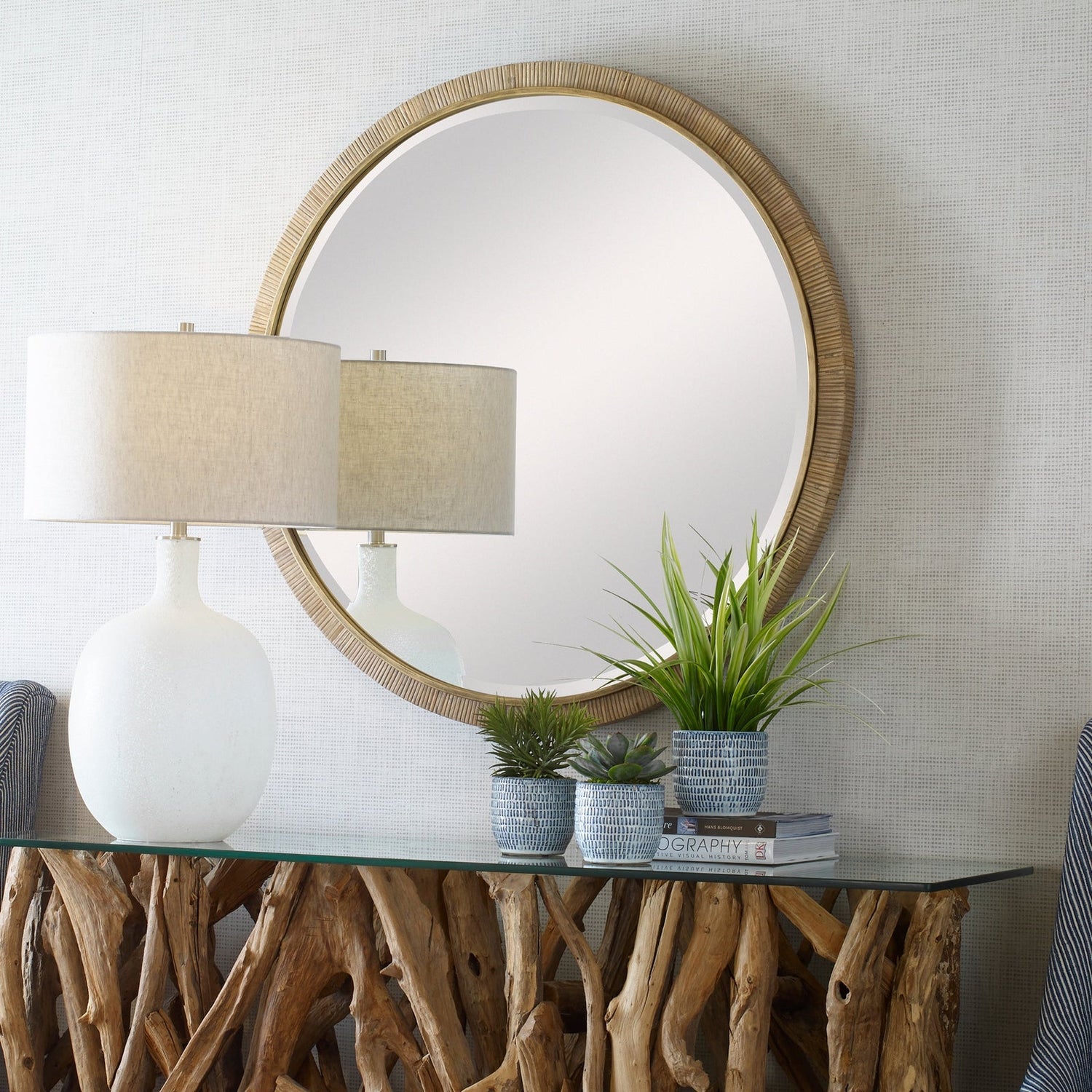 Uttermost Paradise Round Rattan Mirror - Home Elegance USA