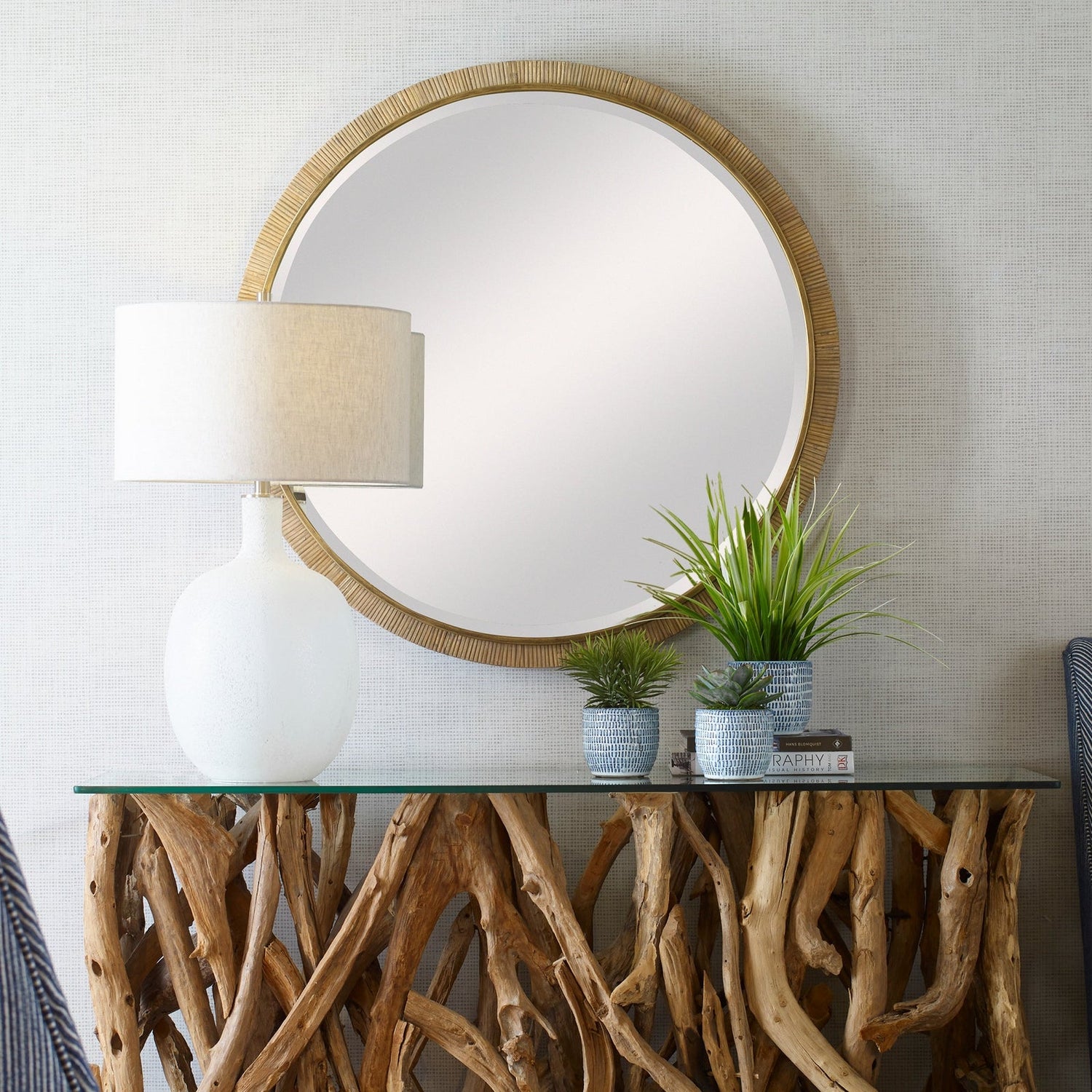 Uttermost Paradise Round Rattan Mirror - Home Elegance USA