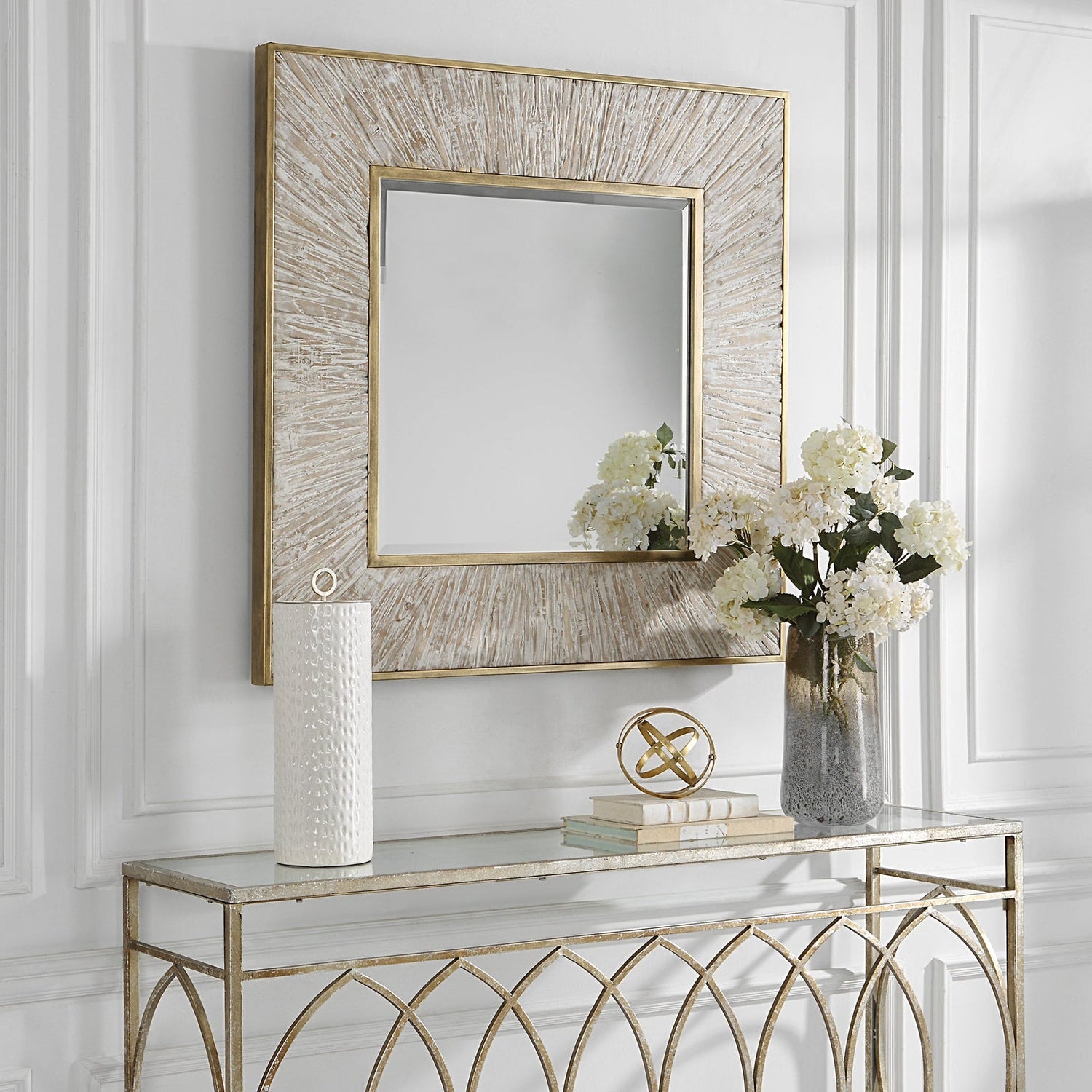 Uttermost Wharton Whitewashed Square Mirror - Home Elegance USA