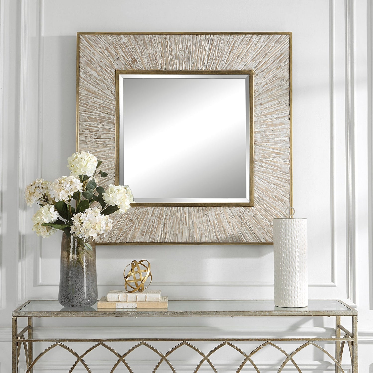 Uttermost Wharton Whitewashed Square Mirror - Home Elegance USA