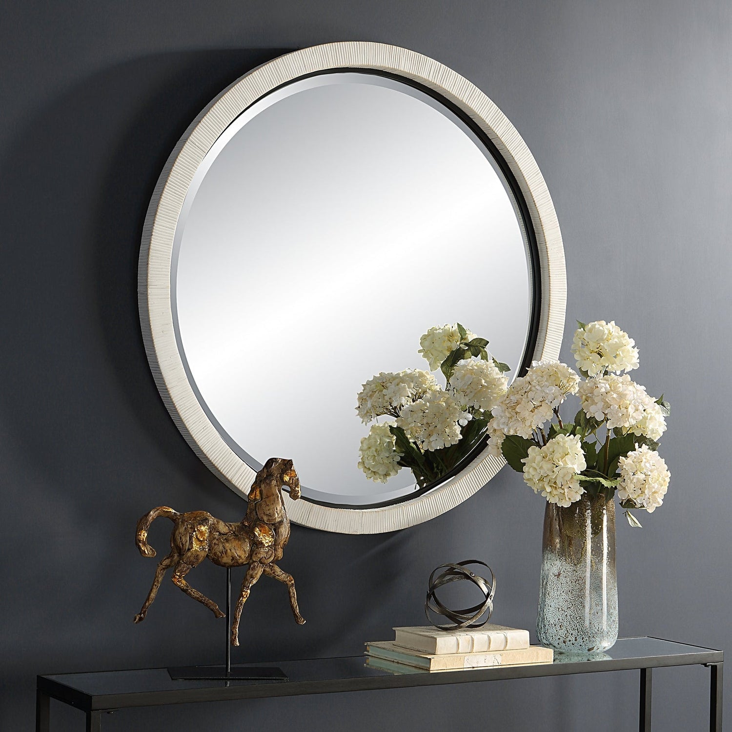 Uttermost Granada Whitewash Round Mirror - Home Elegance USA