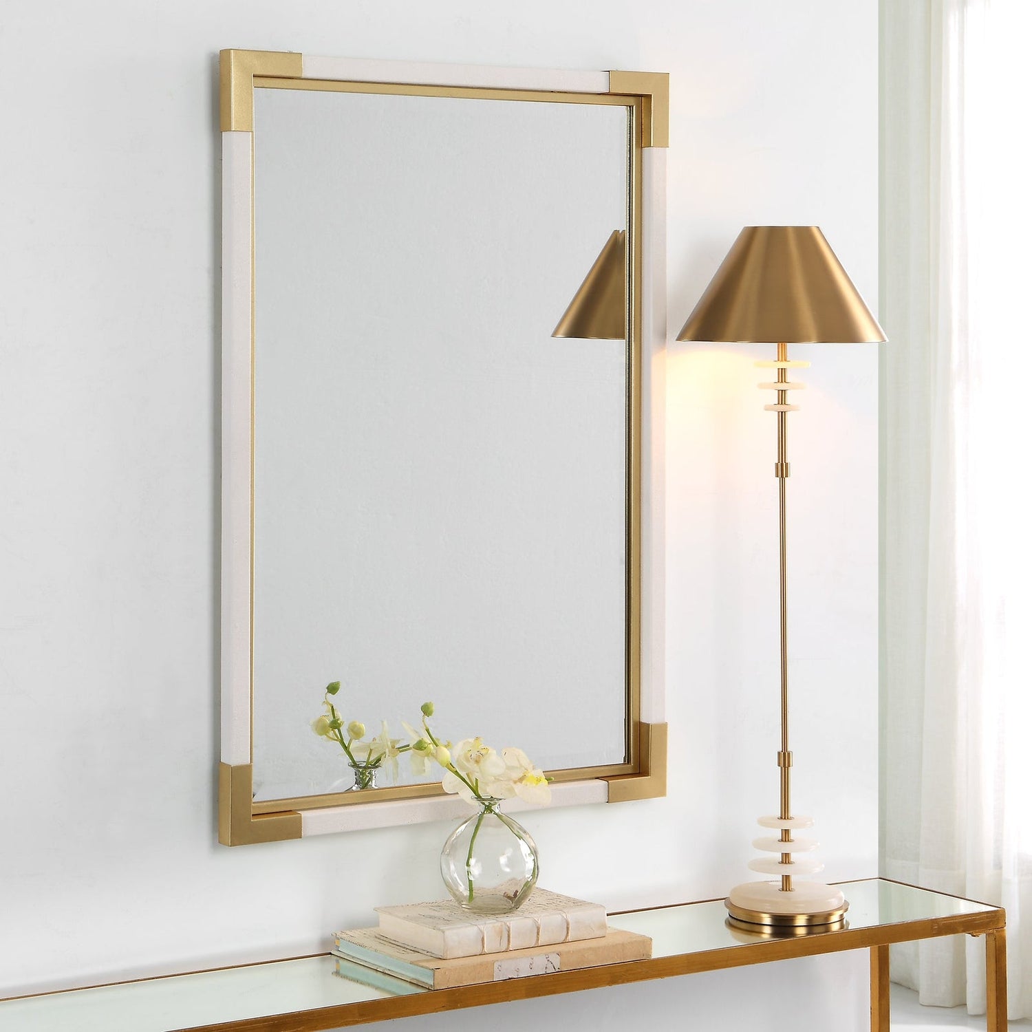 Uttermost Malik White & Gold Mirror - Home Elegance USA
