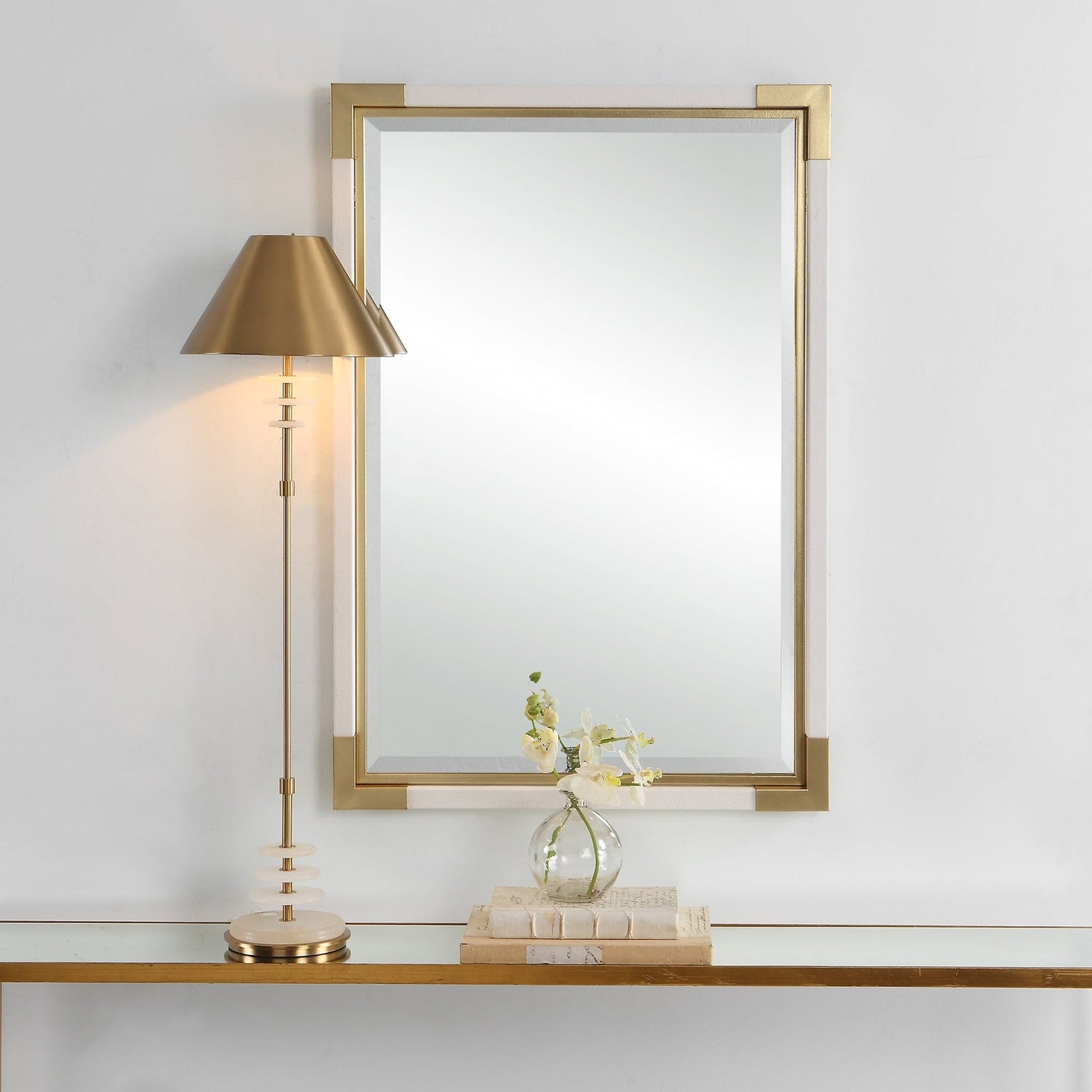 Uttermost Malik White & Gold Mirror - Home Elegance USA