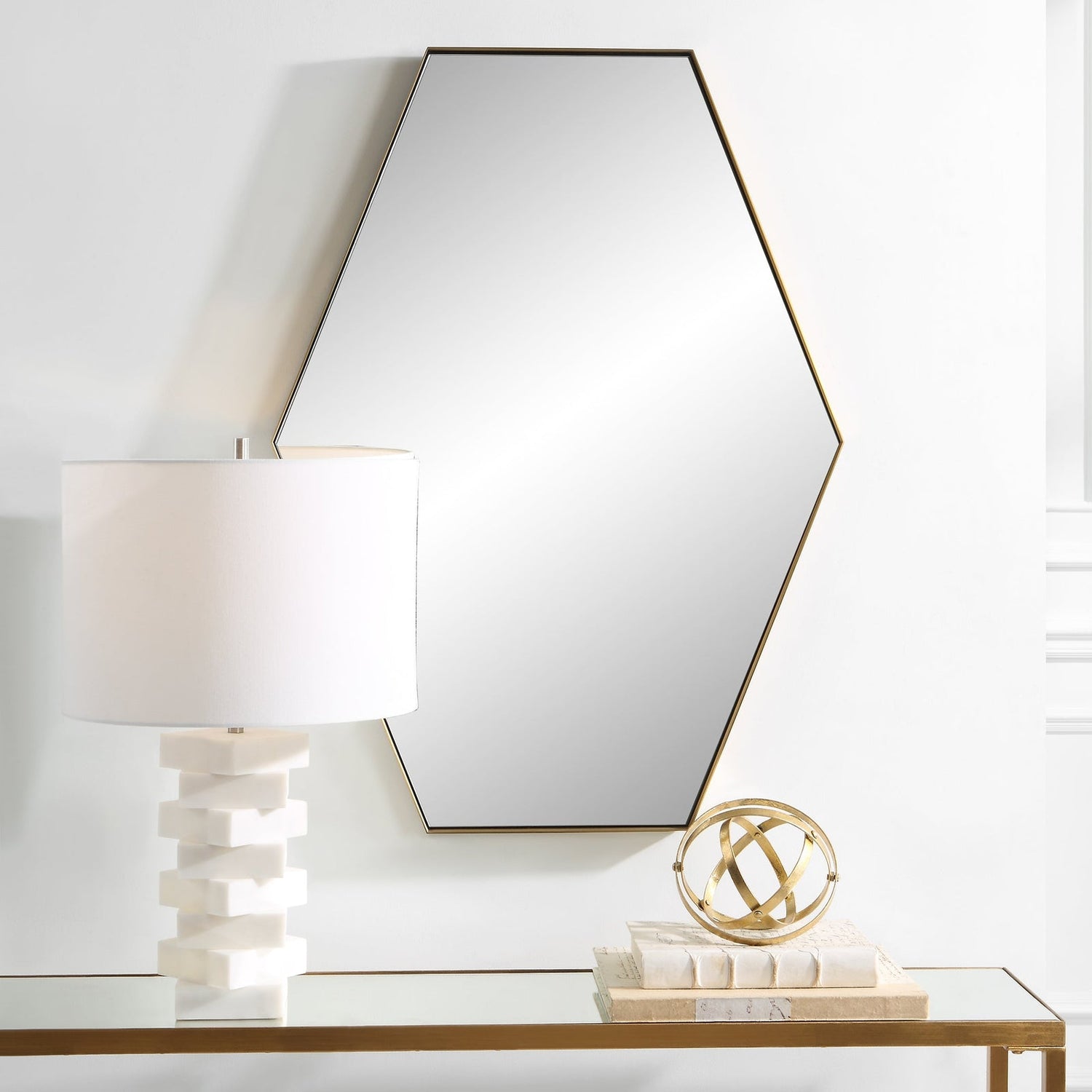 Ankara Brass Hexagon Mirror | Uttermost | Home Elegance USA