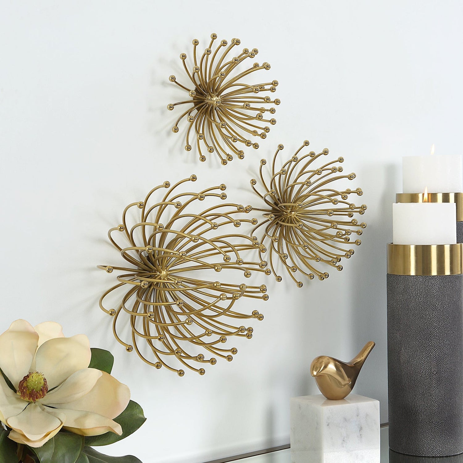 Aga Gold Metal Wall Decor - Set Of 3 | Uttermost | Home Elegance USA