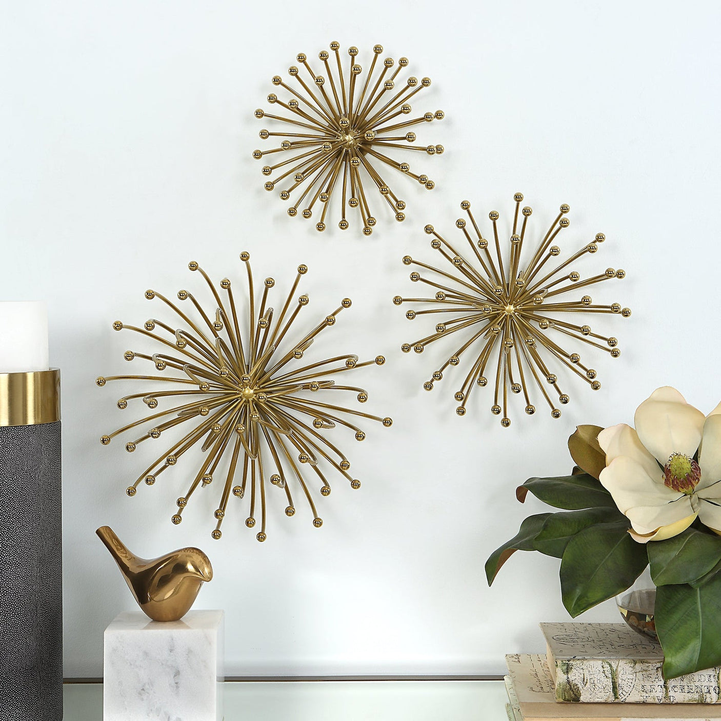 Uttermost Aga Gold Metal Wall Decor - Set Of 3 - Home Elegance USA