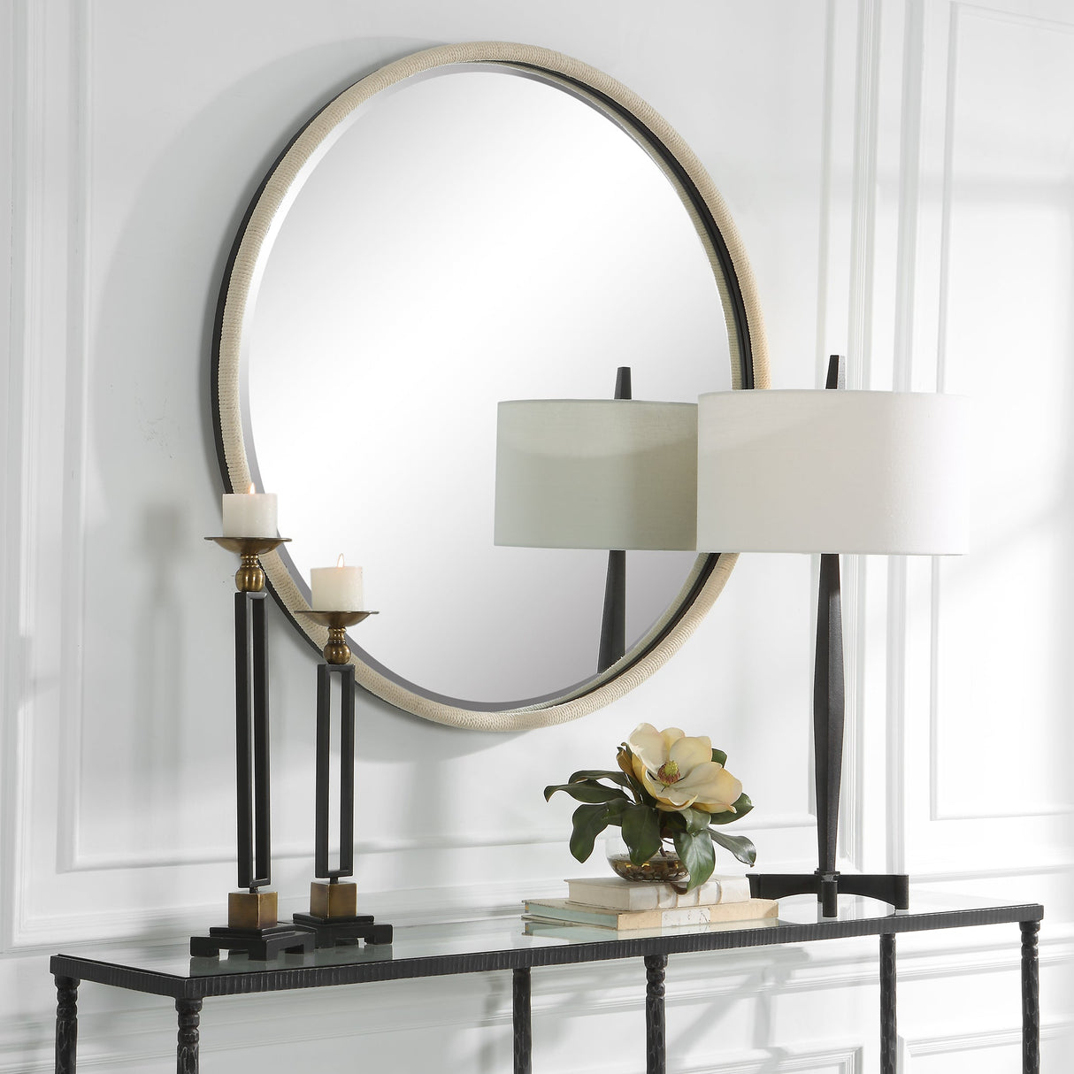 Uttermost Ranchero White Round Mirror - Home Elegance USA