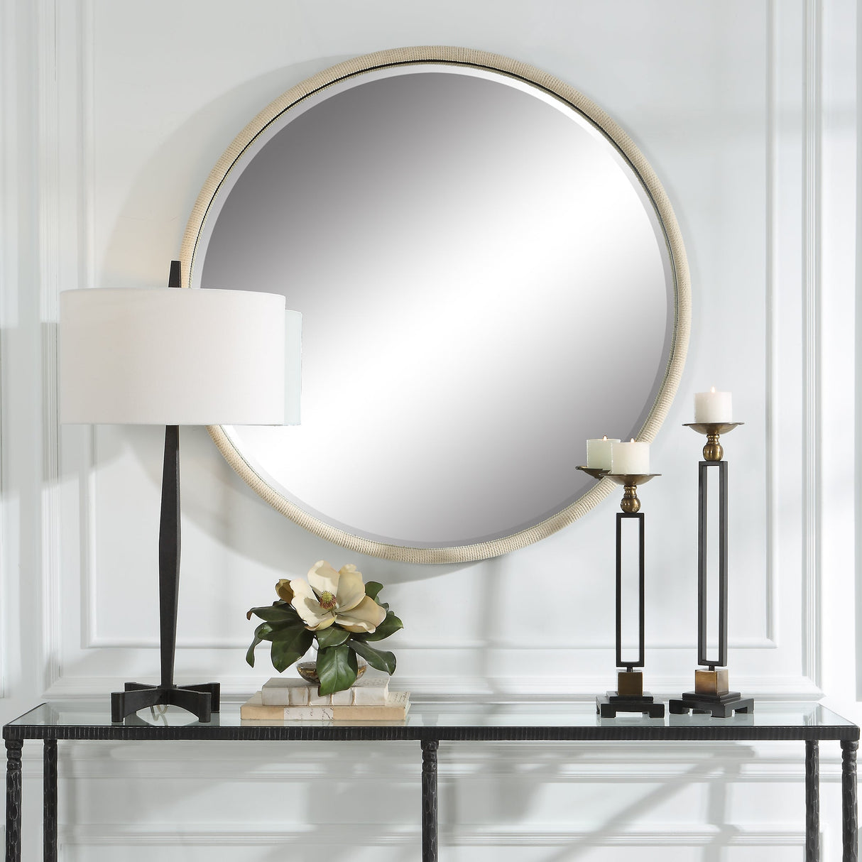 Uttermost Ranchero White Round Mirror - Home Elegance USA