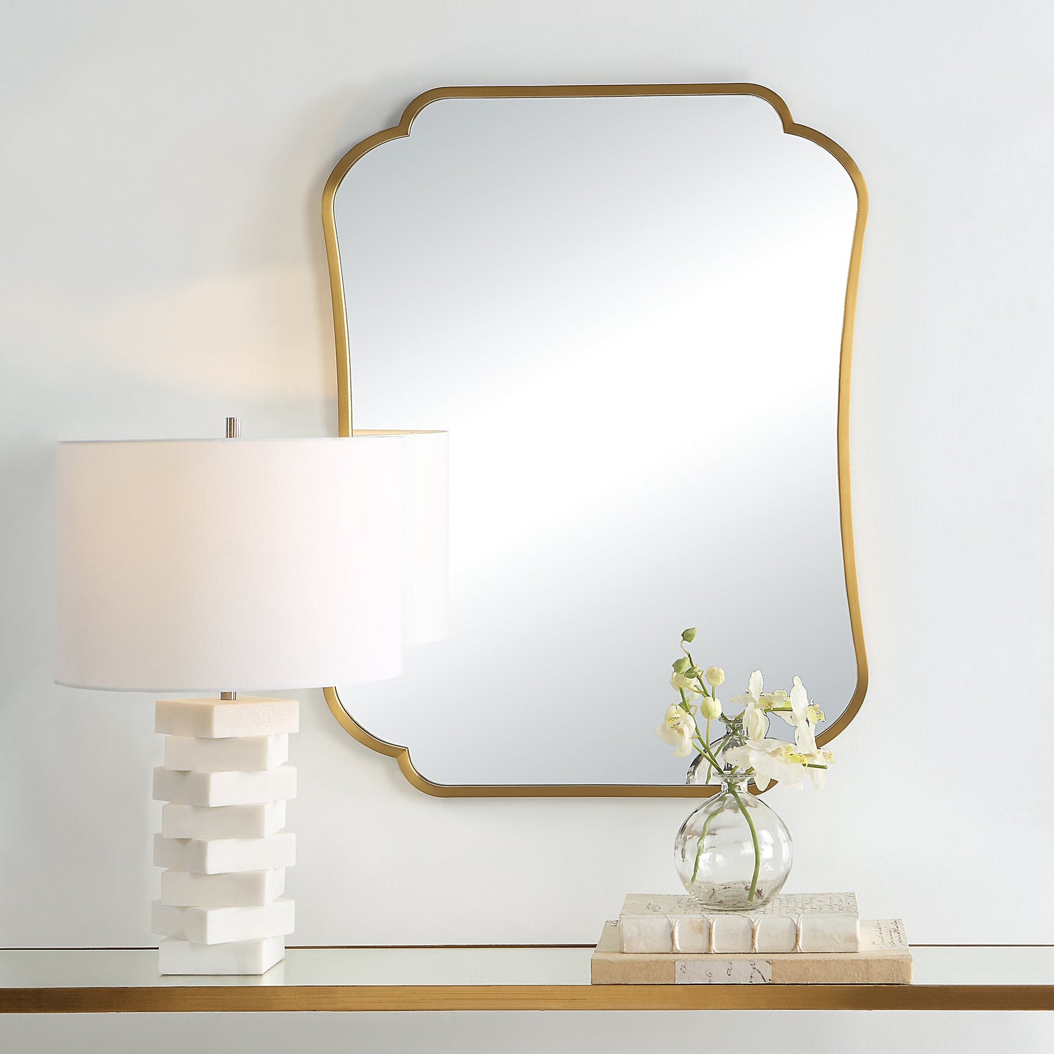 Athena Brushed Brass Mirror | Uttermost | Home Elegance USA