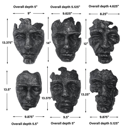Uttermost Self-Portrait Metallic Wall Decor - Set Of 6 - Home Elegance USA