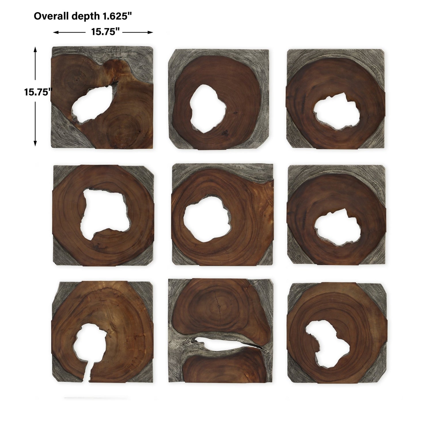 Uttermost Jungle Wood Paneled Wall Art - Set Of 9 - Home Elegance USA