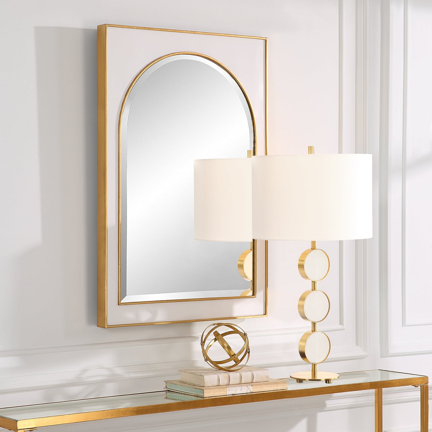 Crisanta Gloss White Arch Mirror | Uttermost | Home Elegance USA