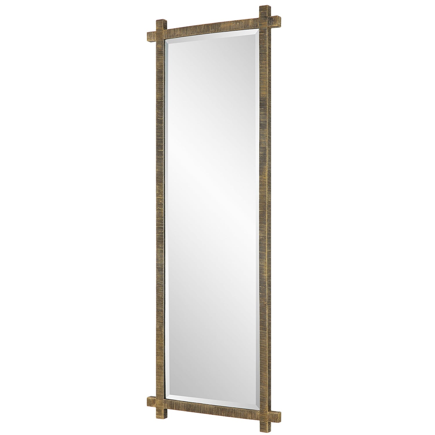 Abanu Ribbed Gold Dressing Mirror | Uttermost | Home Elegance USA