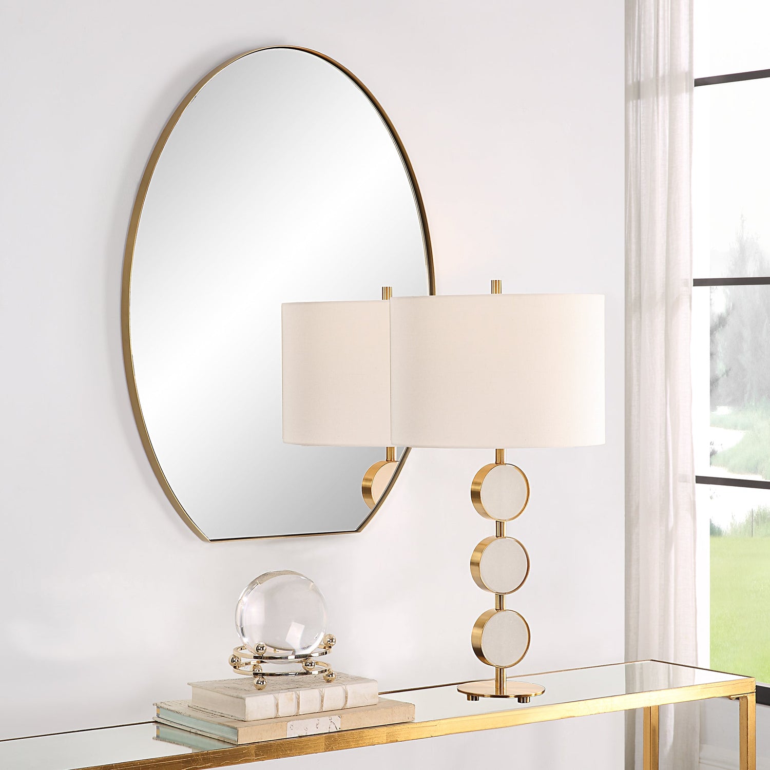 Cabell Brass Oval Mirror | Uttermost | Home Elegance USA