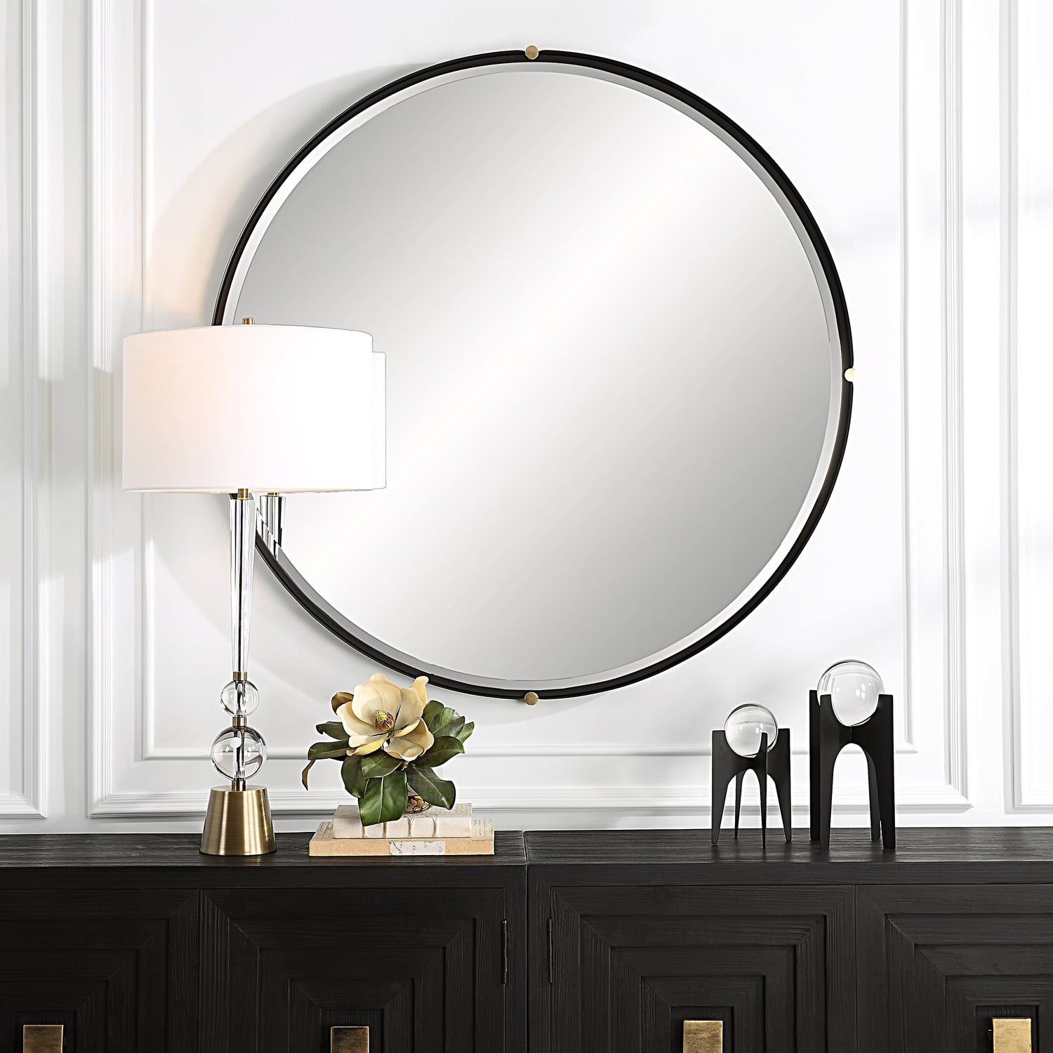 Bonded Round Black Mirror | Uttermost | Home Elegance USA
