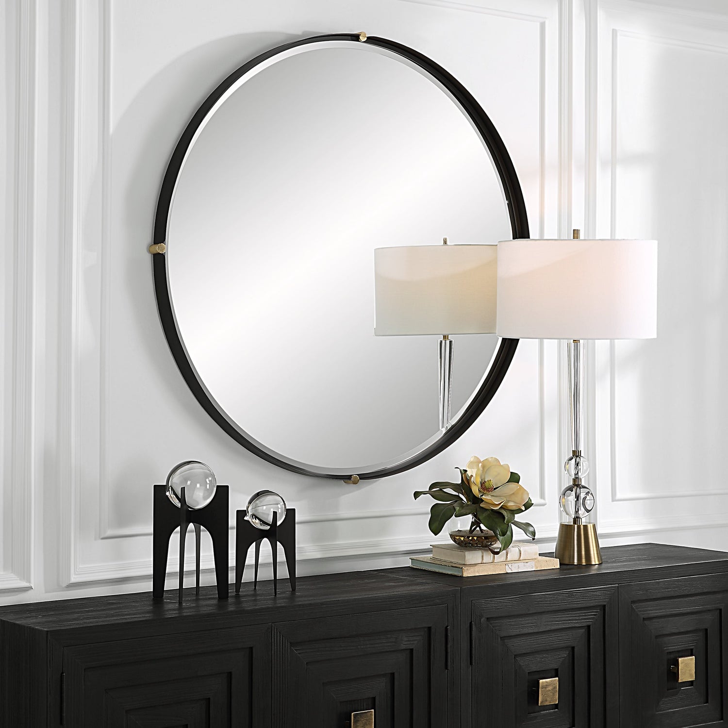 Bonded Round Black Mirror | Uttermost | Home Elegance USA