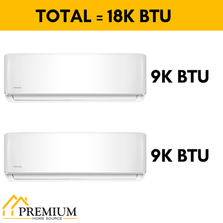 MRCOOL DIY Mini Split - 18,000 BTU 2 Zone Ductless Air Conditioner and Heat Pump with 16 ft. and 35 ft. Install Kit, DIYM218HPW00C02 - Home Elegance USA