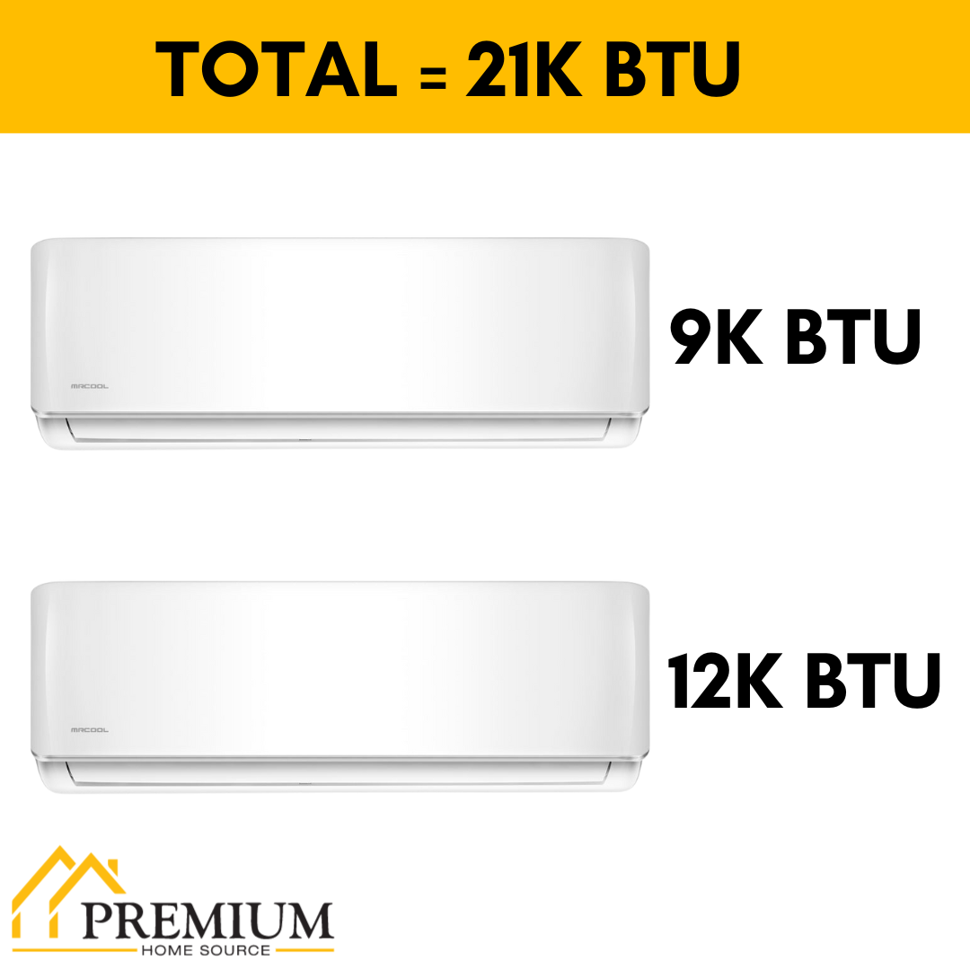 MRCOOL DIY Mini Split - 21,000 BTU 2 Zone Ductless Air Conditioner and Heat Pump, DIY-B-227HP0912 - Home Elegance USA