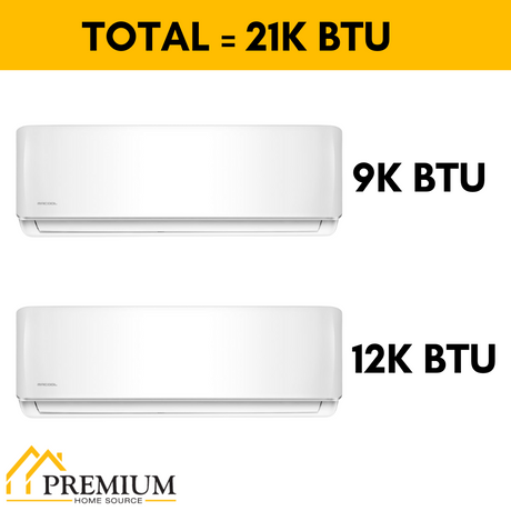 MRCOOL DIY Mini Split - 21,000 BTU 2 Zone Ductless Air Conditioner and Heat Pump with 16 ft. Install Kit, DIYM218HPW01C00 - Home Elegance USA