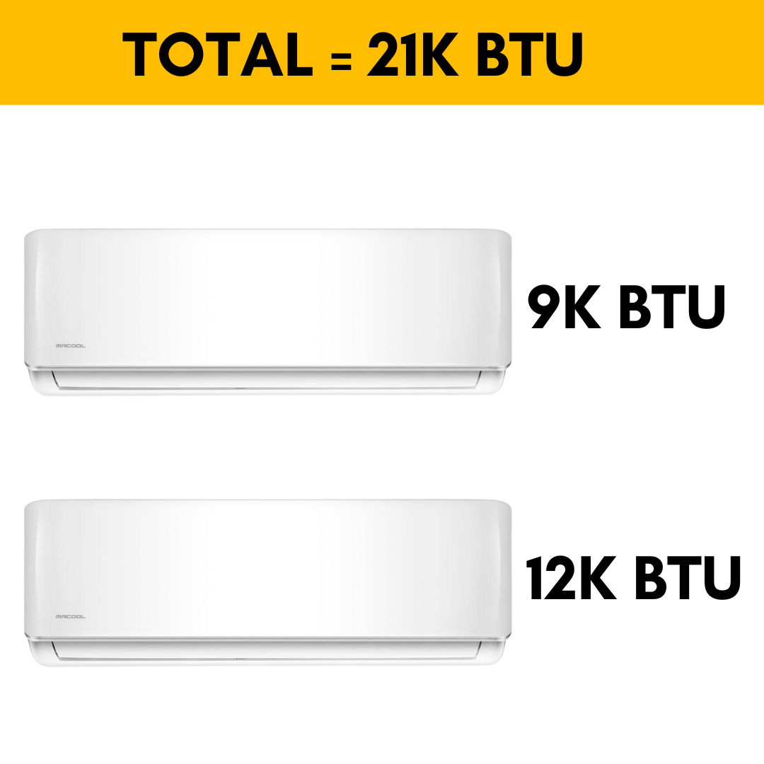 MRCOOL DIY Mini Split - 21,000 BTU 2 Zone Ductless Air Conditioner and Heat Pump with 16 ft. and 25 ft. Install Kit, DIYM227HPW00C01 - Home Elegance USA
