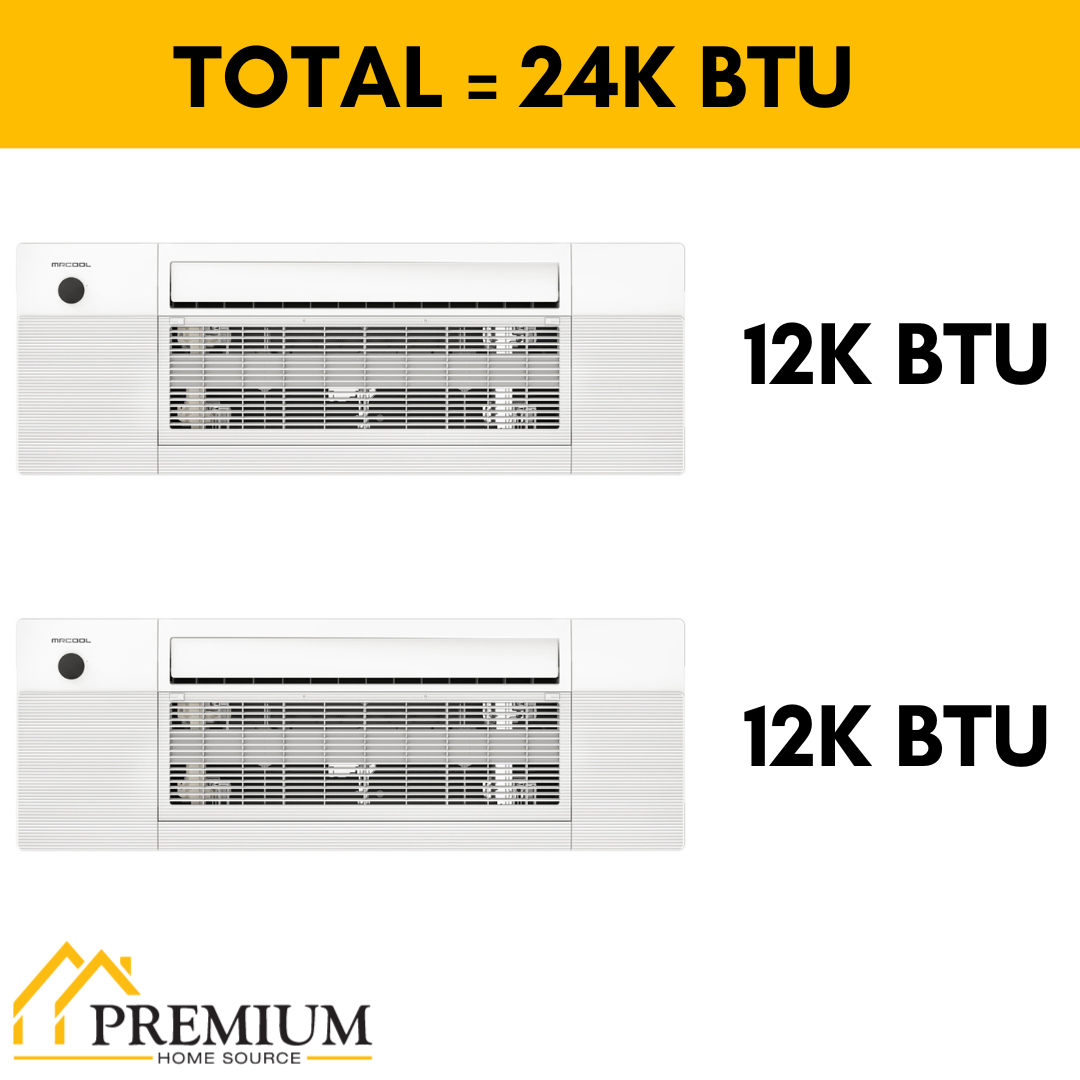 MRCOOL DIY Mini Split - 24,000 BTU 2 Zone Ceiling Cassette Ductless Air Conditioner and Heat Pump with 16 ft. Install Kit, DIY227HPC1212-16 - Home Elegance USA