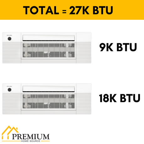MRCOOL DIY Mini Split - 27,000 BTU 2 Zone Ceiling Cassette Ductless Air Conditioner and Heat Pump with 25 ft. Install Kit, DIY227HPC0918-25 - Home Elegance USA