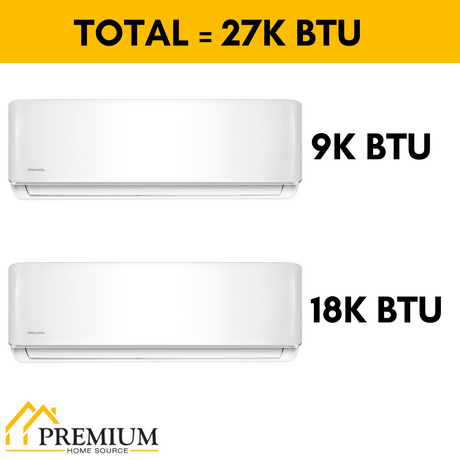 MRCOOL DIY Mini Split - 27,000 BTU 2 Zone Ductless Air Conditioner and Heat Pump with 25 ft. Install Kit, DIYM227HPW01C07 - Home Elegance USA