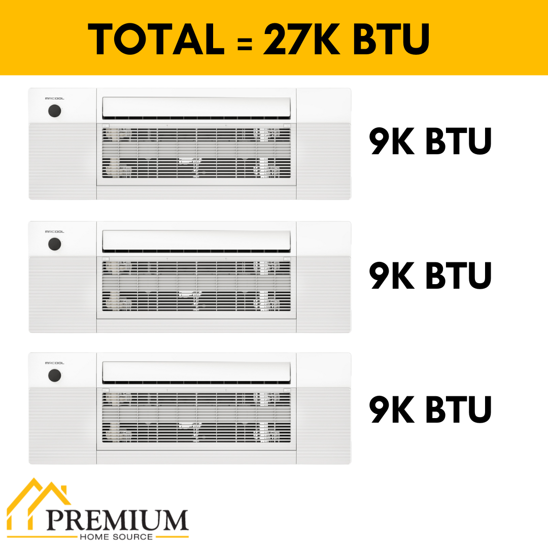 MRCOOL DIY Mini Split - 27,000 BTU 3 Zone Ceiling Cassette Ductless Air Conditioner and Heat Pump, DIY-BC-327HP090909 - Home Elegance USA