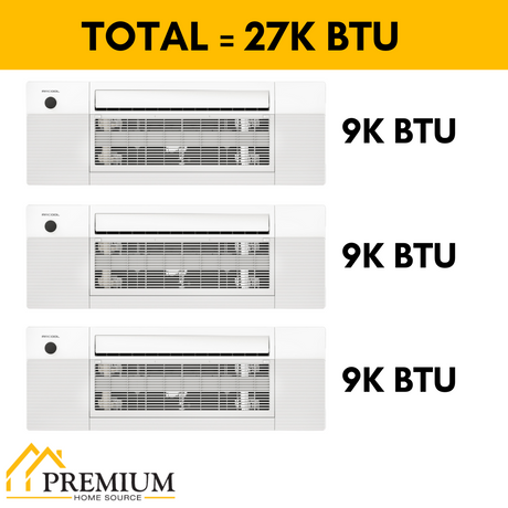 MRCOOL DIY Mini Split - 27,000 BTU 3 Zone Ceiling Cassette Ductless Air Conditioner and Heat Pump, DIY-BC-327HP090909 - Home Elegance USA