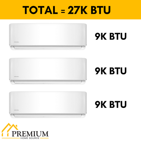 MRCOOL DIY Mini Split - 27,000 BTU 3 Zone Ductless Air Conditioner and Heat Pump with 16 ft. Install Kit, DIYM327HPW00C00 - Home Elegance USA