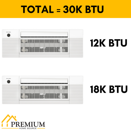 MRCOOL DIY Mini Split - 30,000 BTU 2 Zone Ceiling Cassette Ductless Air Conditioner and Heat Pump, DIY-BC-227HP1218 - Home Elegance USA