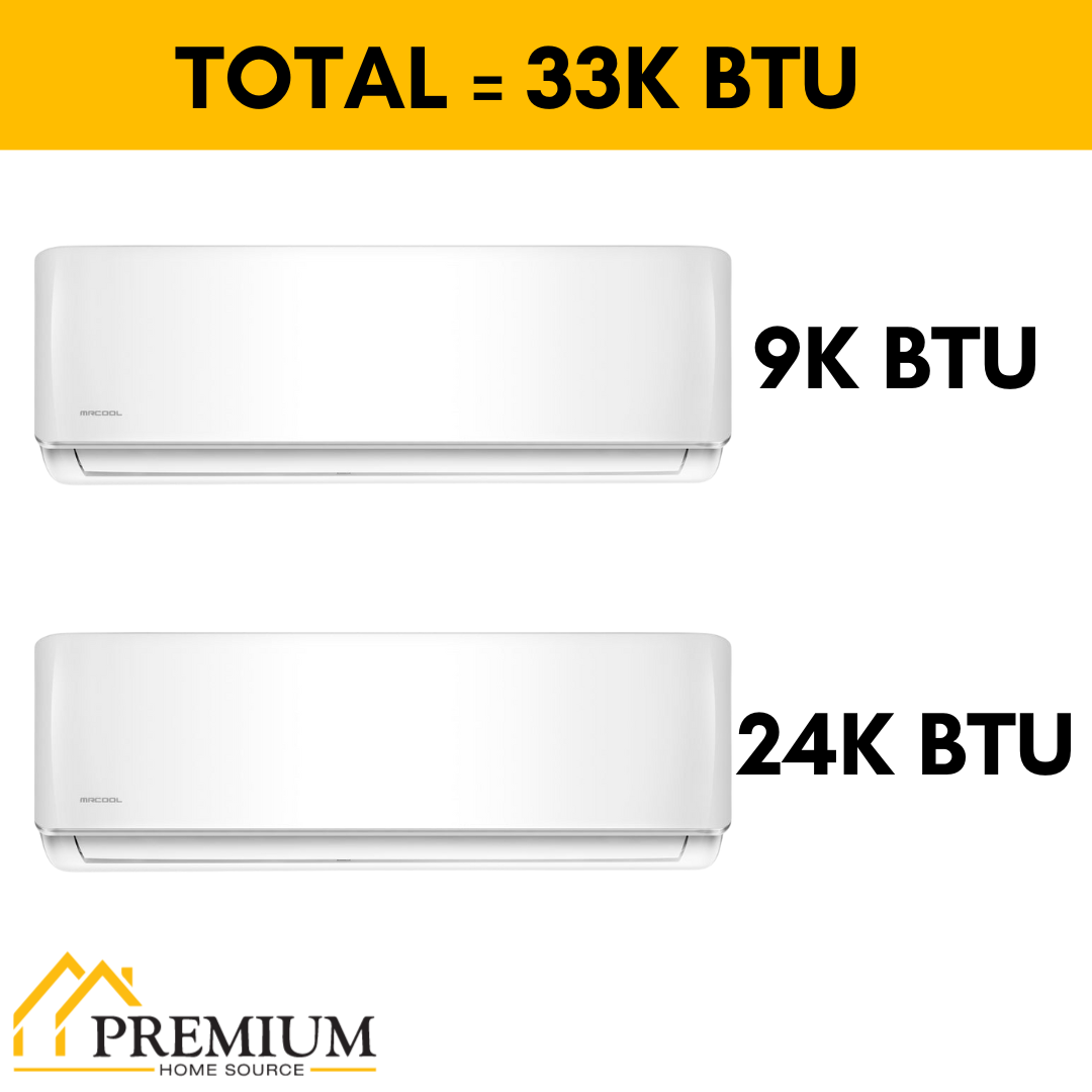 MRCOOL DIY Mini Split - 33,000 BTU 2 Zone Ductless Air Conditioner and Heat Pump with 16 ft. Install Kit, DIYM236HPW00C00 - Home Elegance USA