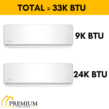 MRCOOL DIY Mini Split - 33,000 BTU 2 Zone Ductless Air Conditioner and Heat Pump with 16 ft. Install Kit, DIYM236HPW00C00 - Home Elegance USA