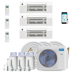 Mrcool Diy Mini Split - 33,000 Btu 3 Zone Ceiling Cassette Ductless Air Conditioner And Heat Pump With 25 Ft. Install Kit, Diy336Hpc091212-25