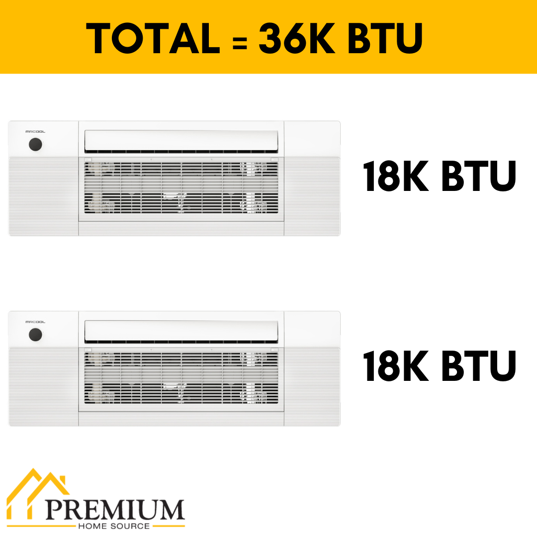 MRCOOL DIY Mini Split - 36,000 BTU 2 Zone Ceiling Cassette Ductless Air Conditioner and Heat Pump, DIY-BC-236HP1818 - Home Elegance USA