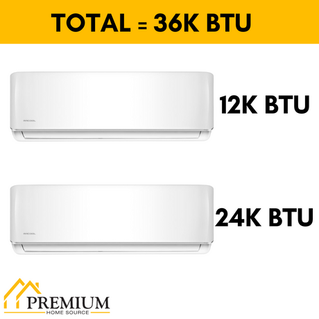 MRCOOL DIY Mini Split - 36,000 BTU 2 Zone Ductless Air Conditioner and Heat Pump with 25 ft. Install Kit, DIYM236HPW02C08 - Home Elegance USA