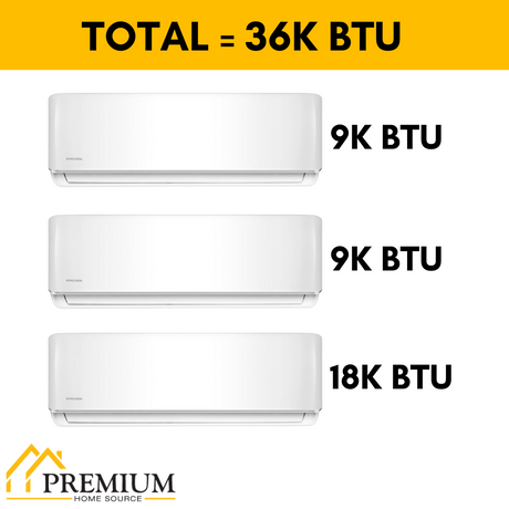 MRCOOL DIY Mini Split - 36,000 BTU 3 Zone Ductless Air Conditioner and Heat Pump with 25 ft. Install Kit, DIYM336HPW02C28 - Home Elegance USA