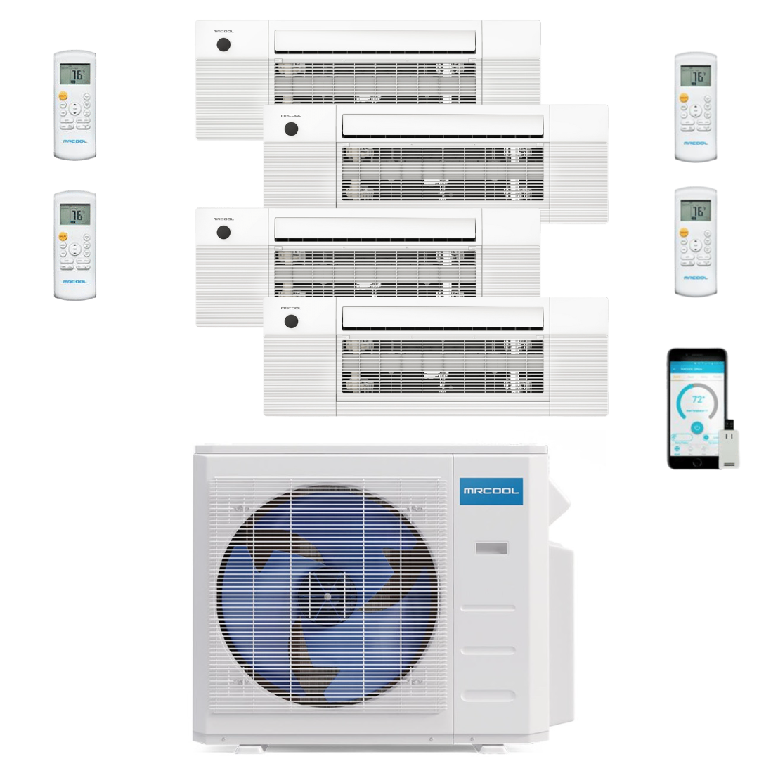 MRCOOL DIY Mini Split - 36,000 BTU 4 Zone Ceiling Cassette Ductless Air Conditioner and Heat Pump with 16 ft. Install Kit, DIY436HPC09090909-16 - Home Elegance USA