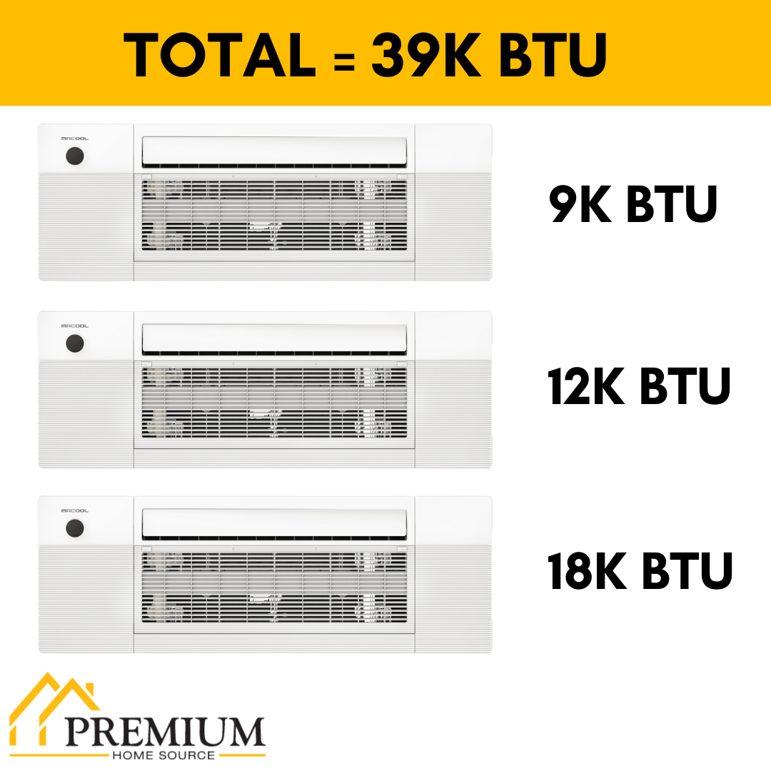MRCOOL DIY Mini Split - 39,000 BTU 3 Zone Ceiling Cassette Ductless Air Conditioner and Heat Pump, DIY-BC-348HP091218 - Home Elegance USA