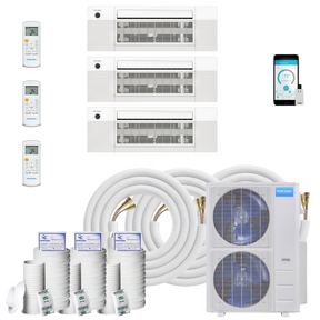 Mrcool Diy Mini Split - 39,000 Btu 3 Zone Ceiling Cassette Ductless Air Conditioner And Heat Pump With 25 Ft. Install Kit, Diy348Hpc091218-25