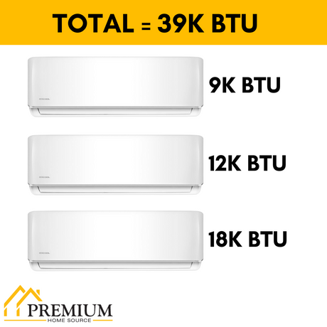 MRCOOL DIY Mini Split - 39,000 BTU 3 Zone Ductless Air Conditioner and Heat Pump, DIY-B-336HP091218 - Home Elegance USA