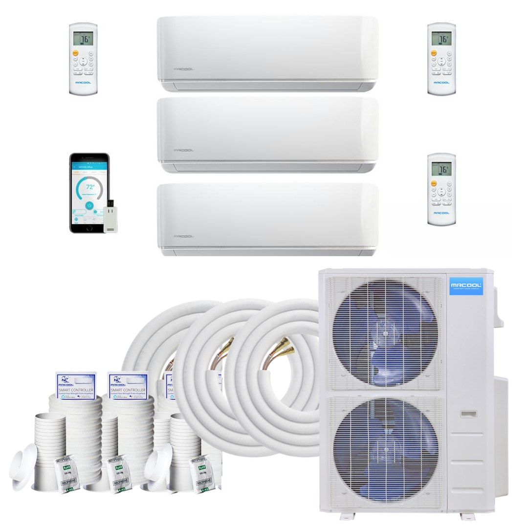 MRCOOL DIY Mini Split - 39,000 BTU 3 Zone Ductless Air Conditioner and Heat Pump with 16 ft. Install Kit, DIY348HP09121816 - Home Elegance USA