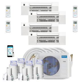Mrcool Diy Mini Split - 39,000 Btu 4 Zone Ceiling Cassette Ductless Air Conditioner And Heat Pump With 16 Ft. Install Kit, Diy436Hpc09090912-16